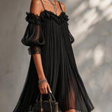 Lorena | Minivestido negro de musselina