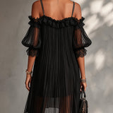 Lorena | Minivestido negro de musselina