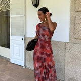 Vestido Longo Ombro Caído Aquarela