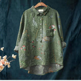 Emília - Camisa Casual com Padrão de Animais e Floresta