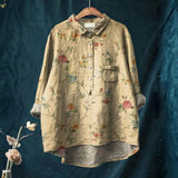 Paula - Camisa Casual de Arte Floral Vintage