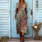 Maria - Vestido Casual de Manga Longa com Inspiração Vintage
