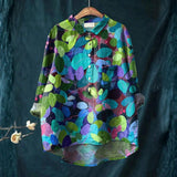Graça - Camisa Casual Impressa em Arte da Floresta de Verão