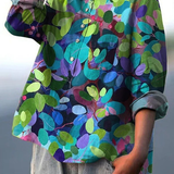 Graça - Camisa Casual Impressa em Arte da Floresta de Verão