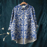 Rosa - Camisa Casual Vintage Floral de Arte Indiana