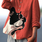 Eva - Camisa de Padrão Decorativo de Bulldog Francês