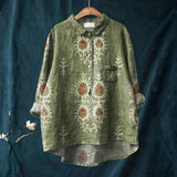 Diana - Camisa Casual Vintage Étnica com Estampa Floral