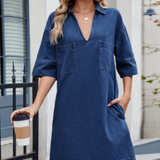 Jitka | Vestido de ganga descontraído