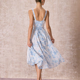 Renata - Vestido Midi Azul Floral