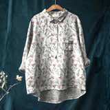 Rute - Camisa Casual com Padrão Floral Rosa de Primavera