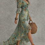 Alma | Vestido longo com estampado floral romântico