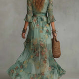 Alma | Vestido longo com estampado floral romântico