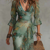 Alma | Vestido longo com estampado floral romântico