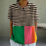 Eva - Camisa com Listras Bold e Bloco de Cor