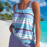 Noémia - Tankini com decote em U e design riscado