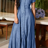 Eliška | Vestido de ganga longo