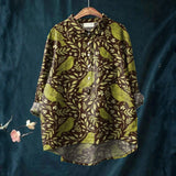 Vitória - Camisa Casual de Arte Vintage Floral