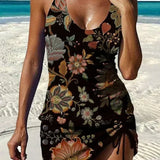 Filipa - Tankini gráfico floral com calções, efeito barriga plana