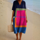 Isadora - Vestido de Blocos Coloridos Vibrantes