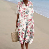 Sílvia - Vestido Floral Vintage Estilo Linho