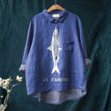 Sofia - Camisa Casual com Design de Sardinha