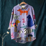 Cláudia - Camisa Casual com Arte de Cão