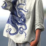 Amélia - Camiseta Casual com Impressão de Tentáculos de Polvo