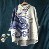 Amélia - Camiseta Casual com Impressão de Tentáculos de Polvo