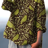 Vitória - Camisa Casual de Arte Vintage Floral
