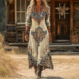 Maria - Vestido Casual de Manga Longa com Inspiração Vintage