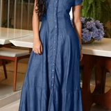 Magda | Vestido de ganga longo