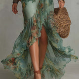 Alma | Vestido longo com estampado floral romântico