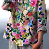 Lea - Camisa Casual Impressa com Flores Coloridas da Primavera