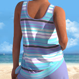 Noémia - Tankini com decote em U e design riscado
