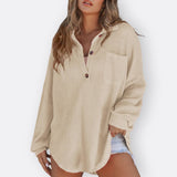 Inês - Blusa Túnica Leve Decote V com Botões