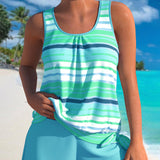 Noémia - Tankini com decote em U e design riscado