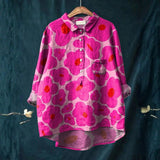 Mia - Camisa Casual com Padrão Floral em Rosa Vibrante