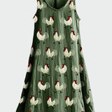 Vestido com Estampa de Galo