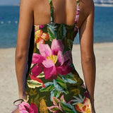 Filipa - Tankini gráfico floral com calções, efeito barriga plana