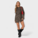 Vestido de malha com estampado leopardo