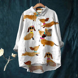 Ana - Camiseta Casual com Impressão de Arte de Cão Dachshund Fofo