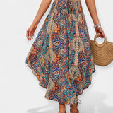 Saia Floral Midi de Cintura Alta