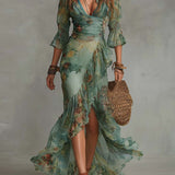 Alma | Vestido longo com estampado floral romântico