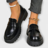 Calista - Mocassim para mulher com design ortopédico e cunha de cetim