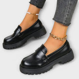 Calista - Mocassim para mulher com design ortopédico e cunha de cetim