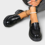 Calista - Mocassim para mulher com design ortopédico e cunha de cetim