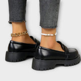 Calista - Mocassim para mulher com design ortopédico e cunha de cetim