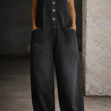 Beáta | Jardineiras de jeans de algodão com lavagem vintage