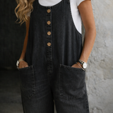Beáta | Jardineiras de jeans de algodão com lavagem vintage