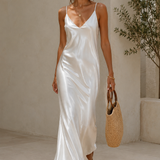 Alma | Vestido de Cetim Elegante com Jersey